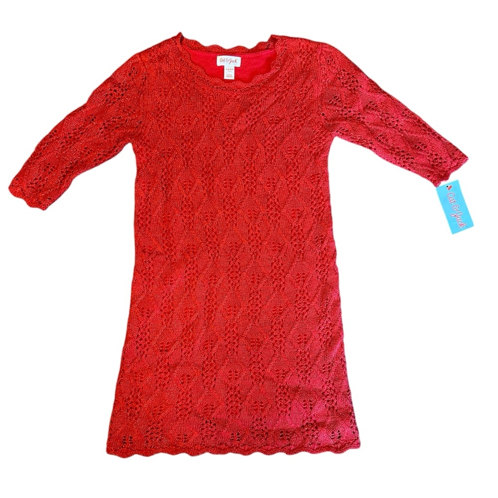 Red Sweater Dress Cat & Jack Girls Small 6